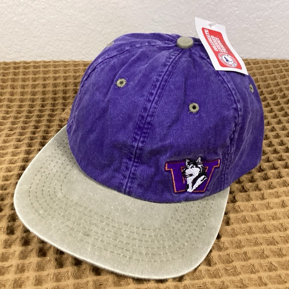 VTG Washington Huskies Purple Football Strapback Hat Cap 2-tone